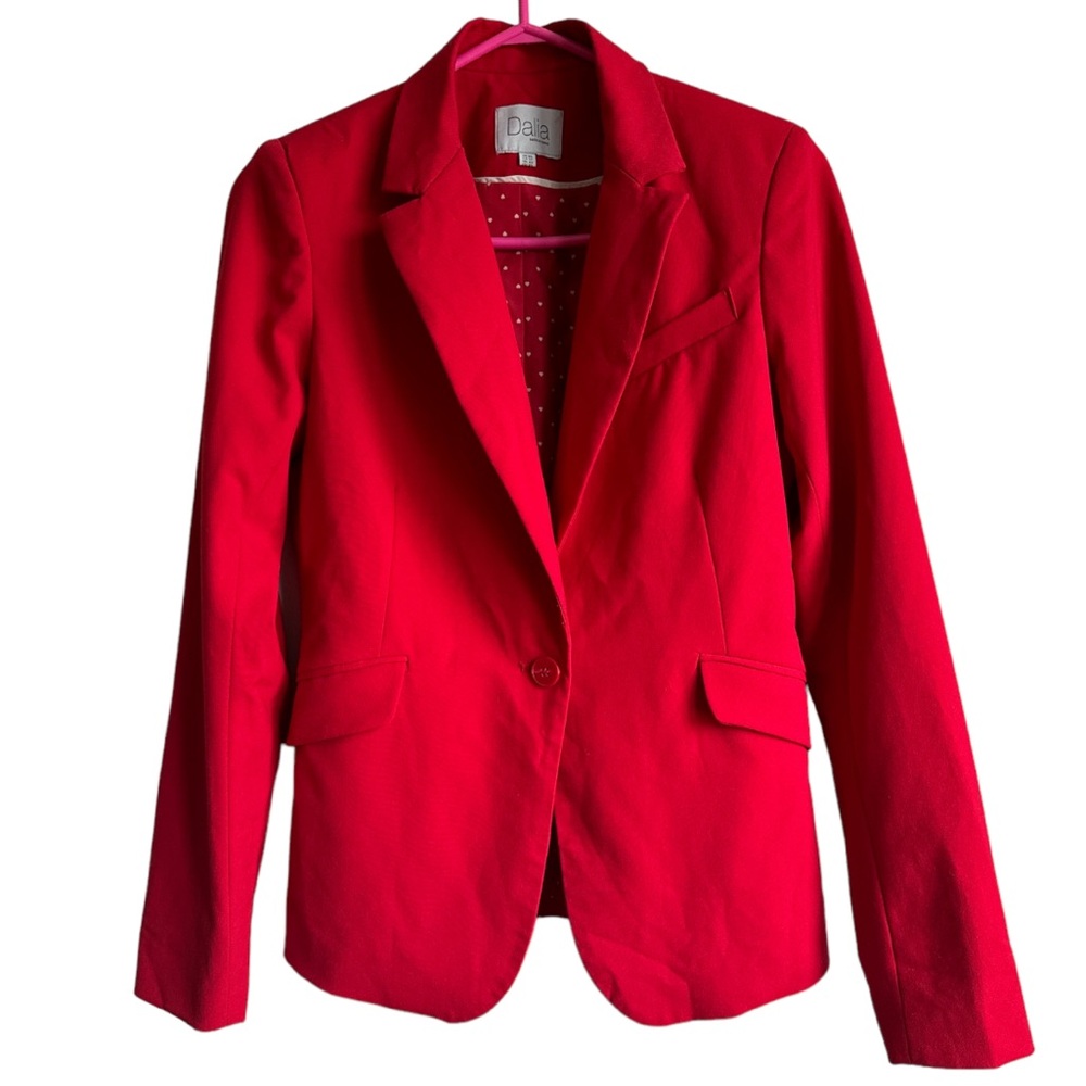 DALIA Women’s Red Heart Print Lined Blazer Size XS